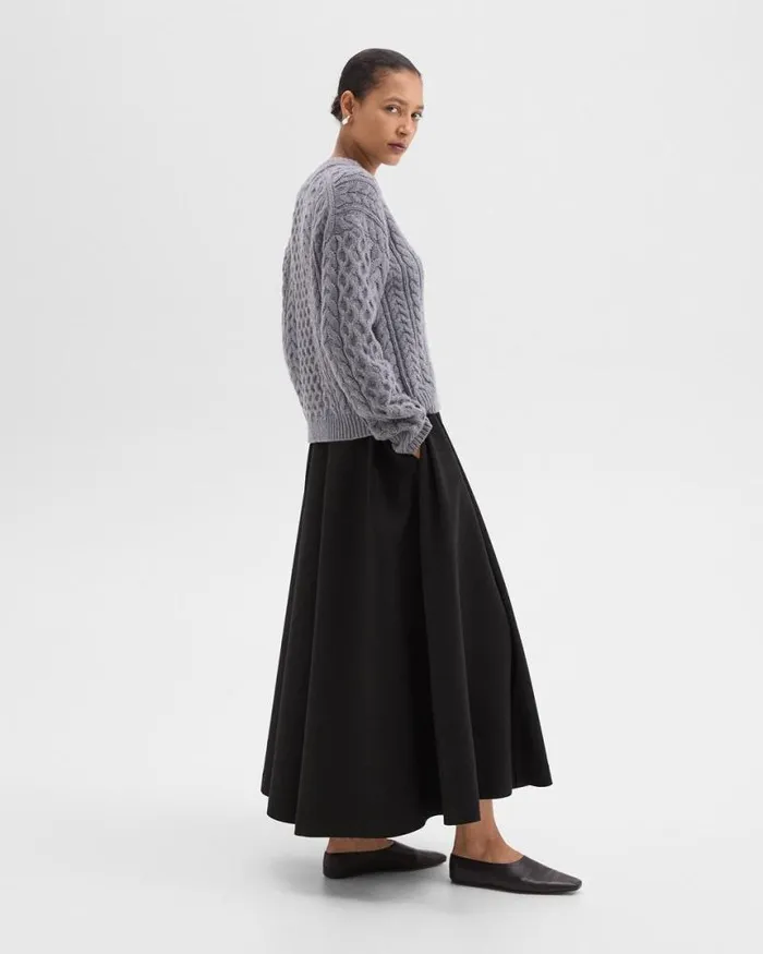 Skirts Women Theory Pleated Midi Skirt In Double Weave Black Skirts Women Theory Pleated Midi Skirt In Double Weave Black