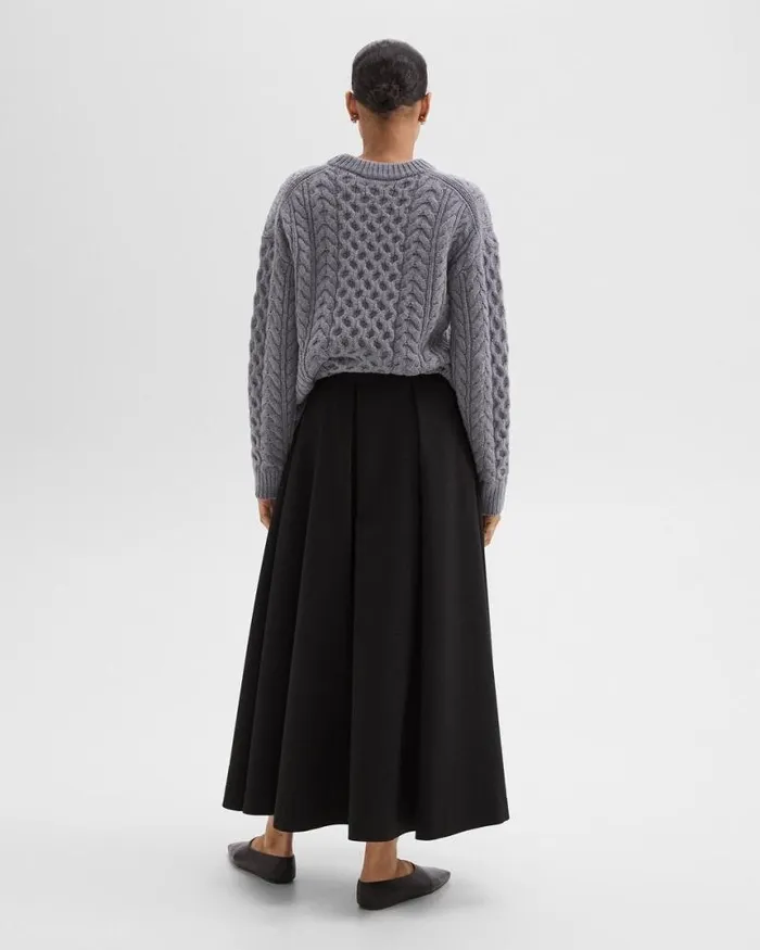 Skirts Women Theory Pleated Midi Skirt In Double Weave Black Skirts Women Theory Pleated Midi Skirt In Double Weave Black