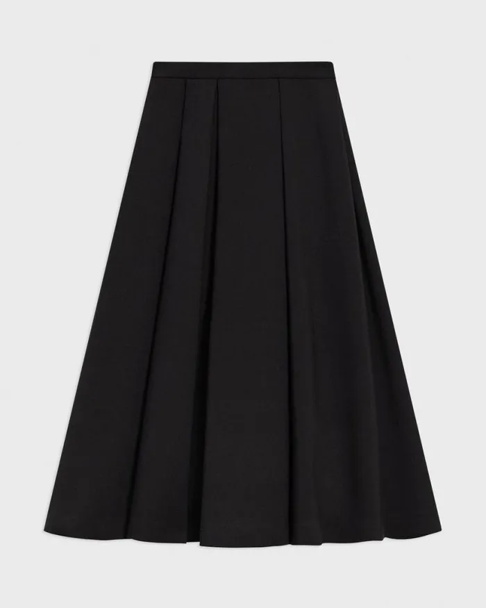 Skirts Women Theory Pleated Midi Skirt In Double Weave Black Skirts Women Theory Pleated Midi Skirt In Double Weave Black
