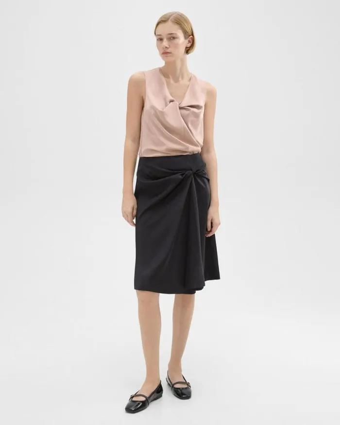 Skirts Women Theory Twisted Midi Skirt Black