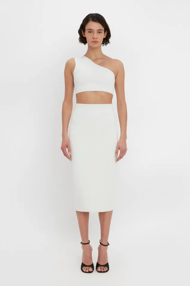 Skirts Women Victoria Beckham VB Body Fitted Midi Skirt In White