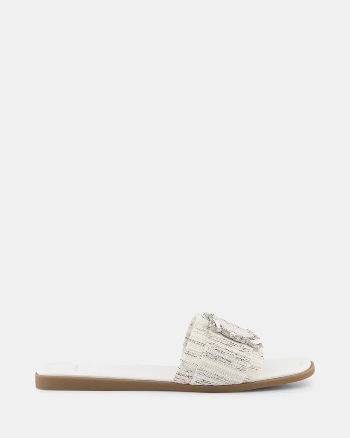 Slides Women NOVO Shoes SEANY WHITE LINEN Sandals