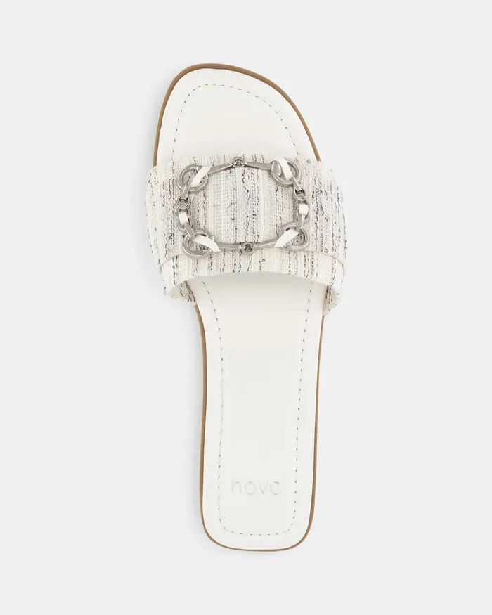 Slides Women NOVO Shoes SEANY WHITE LINEN Sandals