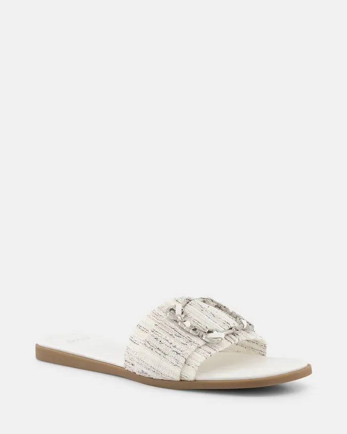 Slides Women NOVO Shoes SEANY WHITE LINEN Sandals