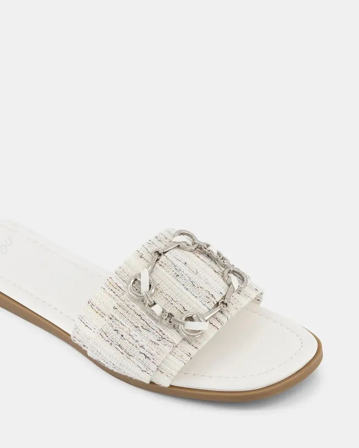 Slides Women NOVO Shoes SEANY WHITE LINEN Sandals