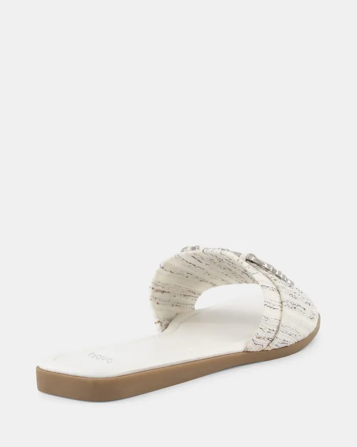 Slides Women NOVO Shoes SEANY WHITE LINEN Sandals