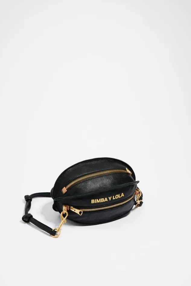 Small Black Leather Pelota Bag Black Women Bimba Y Lola Crossbody Bags