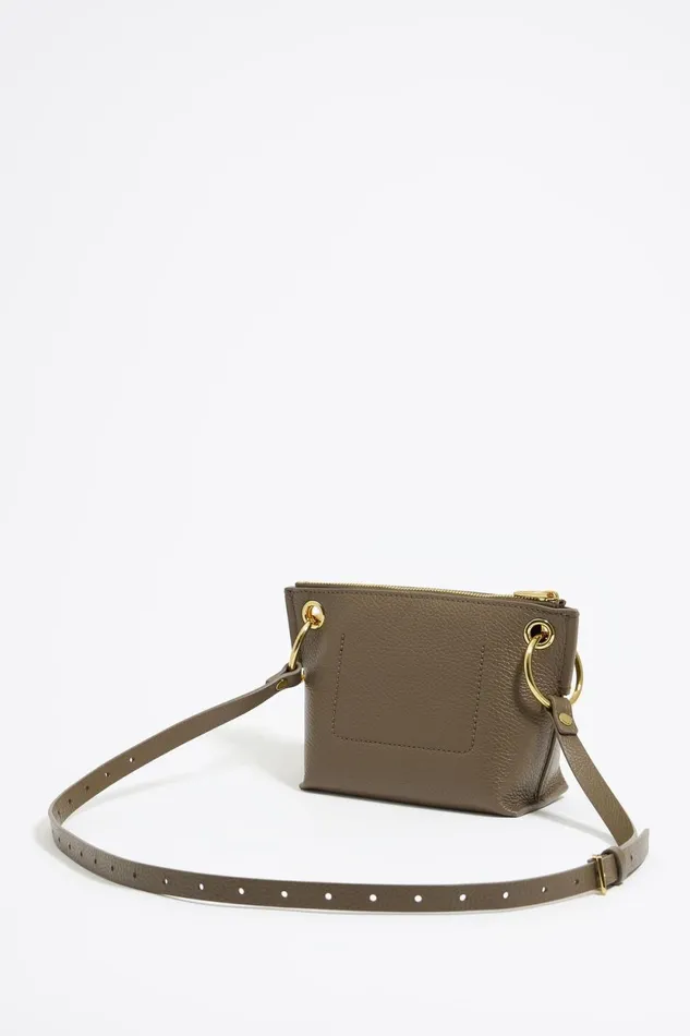 Small Dark Taupe Leather Trapezium Bag Dark Taupe Women Bimba Y Lola Crossbody Bags Small Dark Taupe Leather Trapezium Bag Dark Taupe Women Bimba Y Lola Crossbody Bags