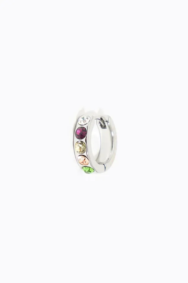 Small Silver Hoop Earrings With Multicolor Crystals Silver Women Bimba Y Lola Jewelry Small Silver Hoop Earrings With Multicolor Crystals Silver Women Bimba Y Lola Jewelry