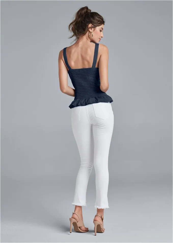 SMOCKED SLEEVELESS TOP Navy Women VENUS Sleeveless Tops
