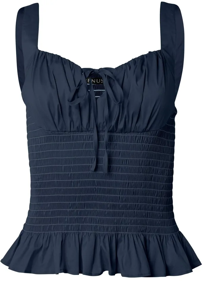 SMOCKED SLEEVELESS TOP Navy Women VENUS Sleeveless Tops