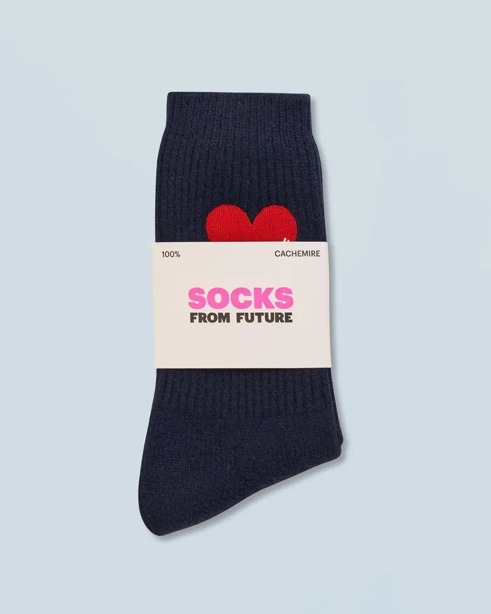 Socks From Future MidCalf Heart Socks Navy