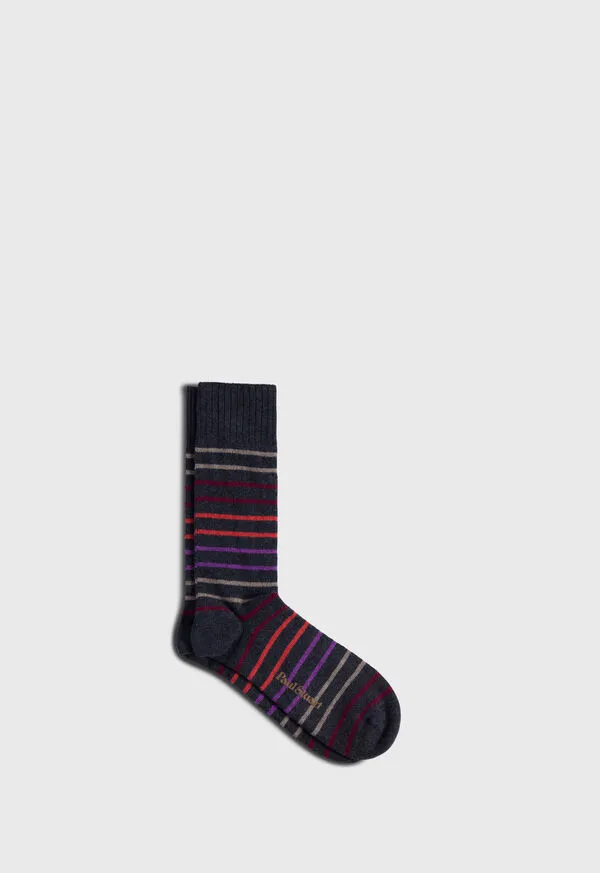 Socks Mens Multicolor Stripe Sock Denim Paulstuart