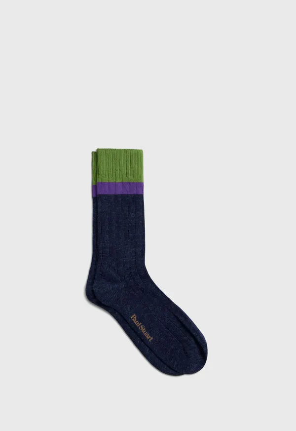 Socks Paulstuart Mens Cotton Denim Melange Sport Sock Berry