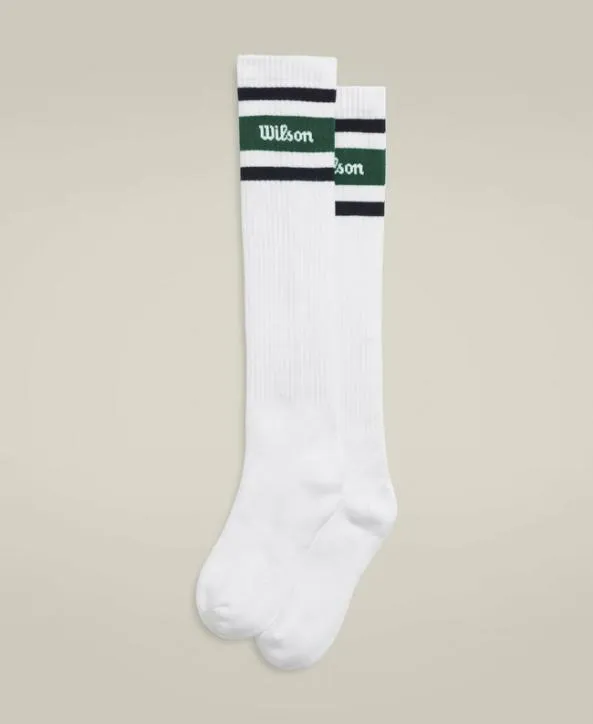 Socks Women Wilson U Ribbed Knee High Socks Bright White Sycamore