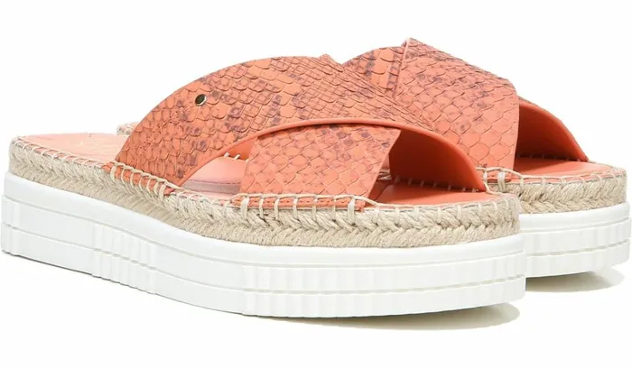Sport Sandals Women Franco Sarto Franco Barb Platform Slide Sandal Vivid Coral Leather
