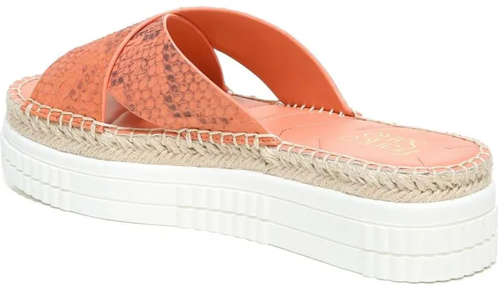 Sport Sandals Women Franco Sarto Franco Barb Platform Slide Sandal Vivid Coral Leather