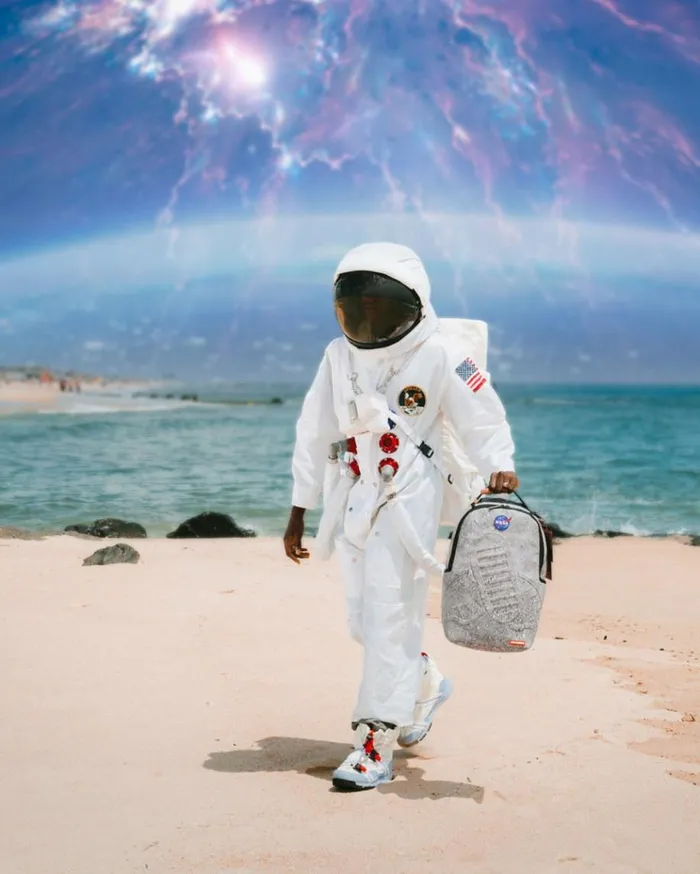SPRAYGROUND STEP INTO THE FUTURE 8211 NASA COLLAB MOON SHARK 3D MOLDED Bags