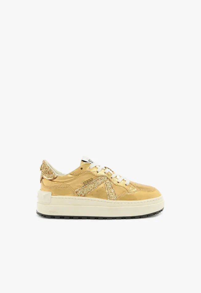 StBold Leather Sneaker Gold Women Schutz Shoes Sneakers