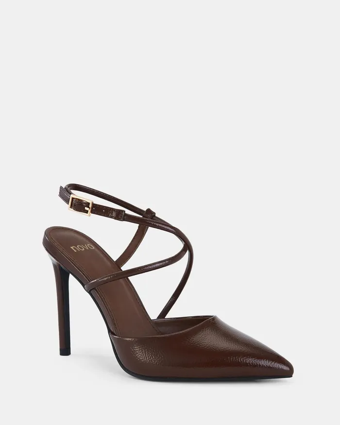 Stilettos Women IZANO MILK CHOCOLATE Closed Toe Heels NOVO Shoes