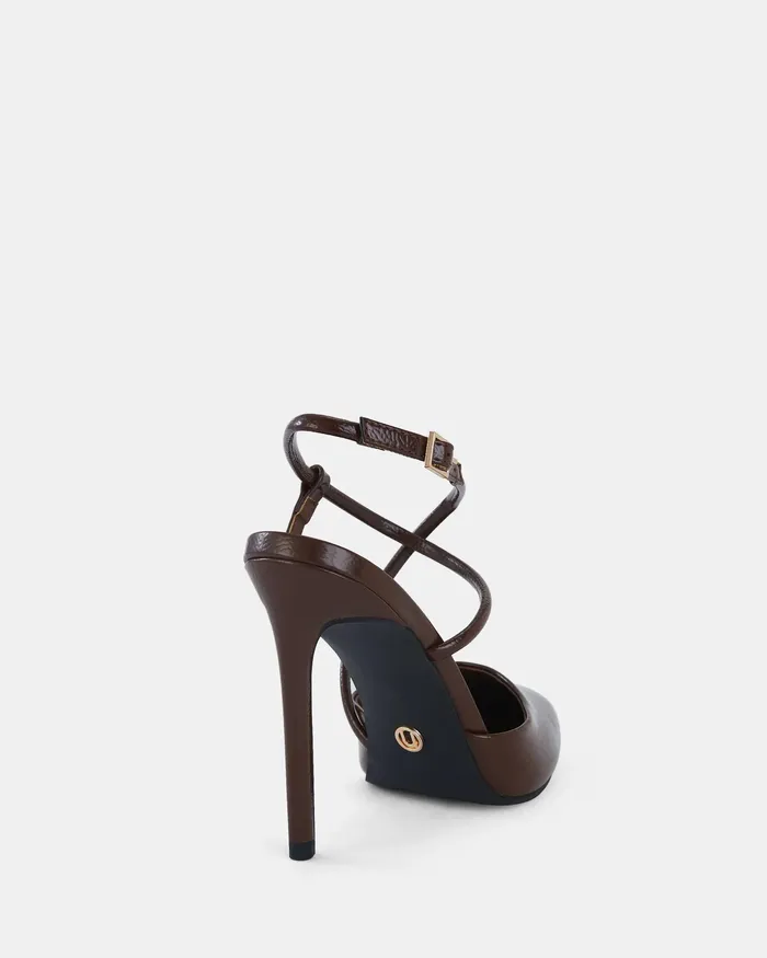 Stilettos Women IZANO MILK CHOCOLATE Closed Toe Heels NOVO Shoes