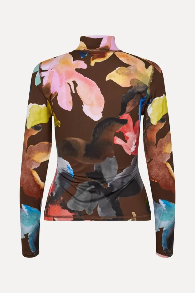 Stine Goya Tops and Shirts Elastic High Neck Collared Top 8211 Aquarelle Garden 8211 Women