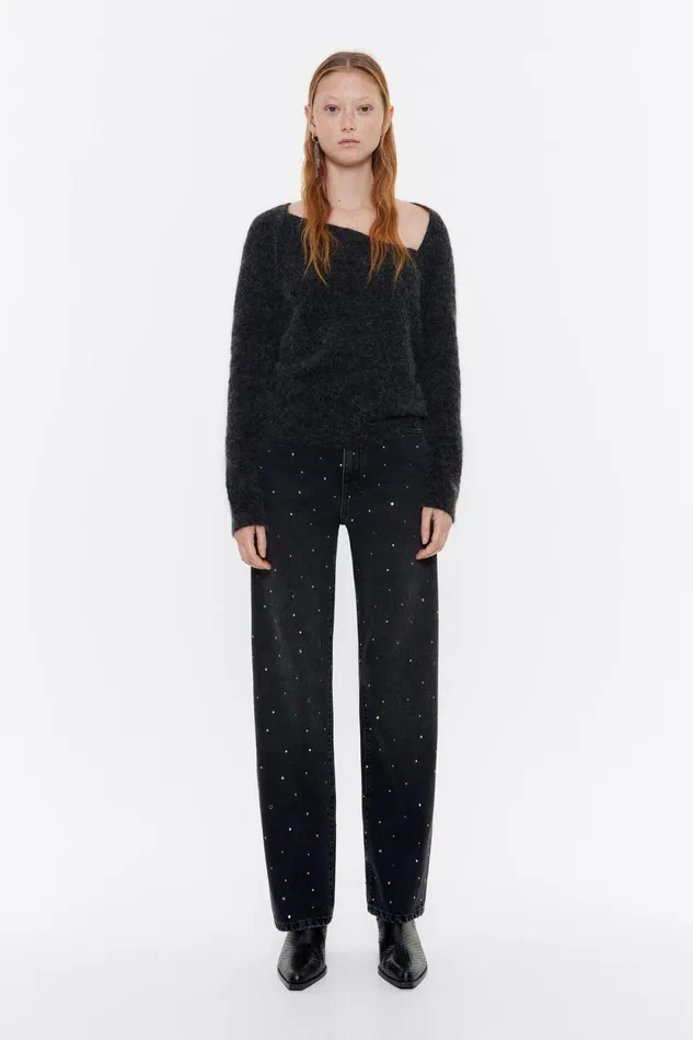 STRAIGHT CROPPED 8211 Black Stones Jeans Washed Black Women Bimba Y Lola Trousers