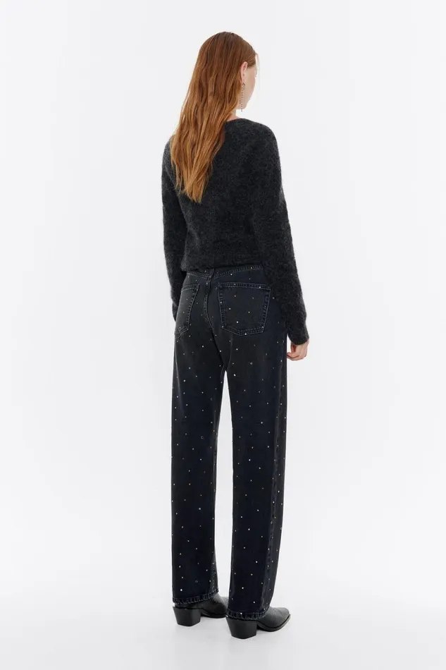 STRAIGHT CROPPED 8211 Black Stones Jeans Washed Black Women Bimba Y Lola Trousers STRAIGHT CROPPED 8211 Black Stones Jeans Washed Black Women Bimba Y Lola Trousers