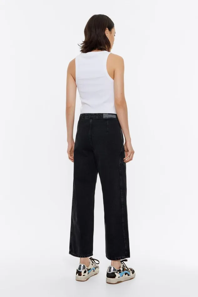 STRAIGHT CROPPED 8211 Black Wash Jeans Washed Denim Black Women Bimba Y Lola Denim STRAIGHT CROPPED 8211 Black Wash Jeans Washed Denim Black Women Bimba Y Lola Denim