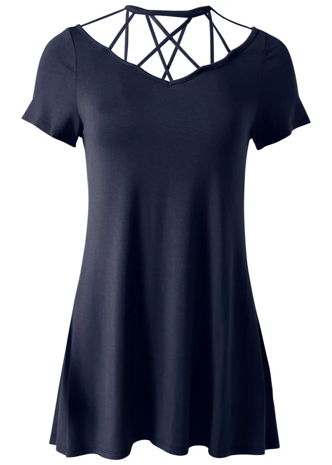 STRAPPY DETAIL TOP Navy Women VENUS Short Sleeve Tops