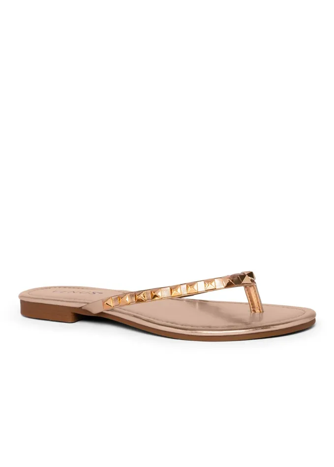 STUDDED FLIP FLOPS Rose Gold Women VENUS Sandals and Wedges