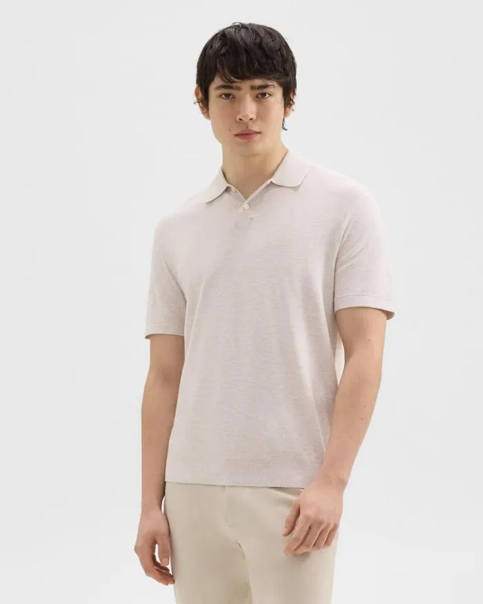 Sweaters Cardigans Men Theory Goris Polo Shirt In Piqu Light Bilen Melange Ivory Sweaters Cardigans Men Theory Goris Polo Shirt In Piqu Light Bilen Melange Ivory