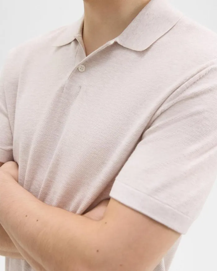 Sweaters Cardigans Men Theory Goris Polo Shirt In Piqu Light Bilen Melange Ivory Sweaters Cardigans Men Theory Goris Polo Shirt In Piqu Light Bilen Melange Ivory