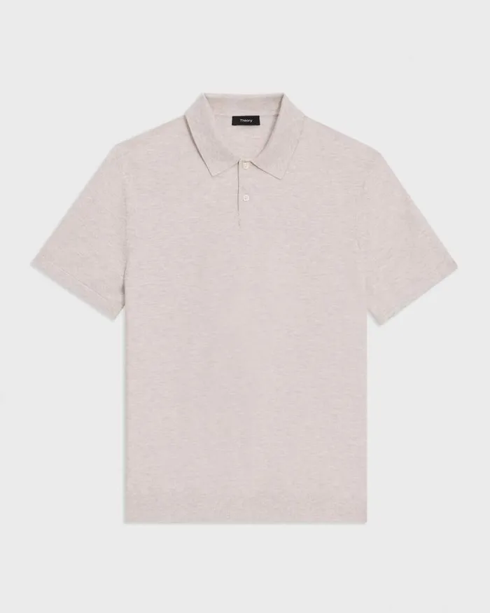 Sweaters Cardigans Men Theory Goris Polo Shirt In Piqu Light Bilen Melange Ivory Sweaters Cardigans Men Theory Goris Polo Shirt In Piqu Light Bilen Melange Ivory