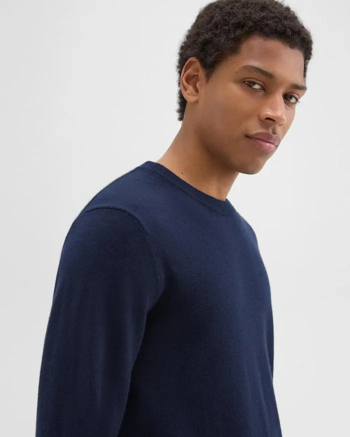 Sweaters Cardigans Men Theory Hilles Crewneck Sweater In Cashmere Baltic