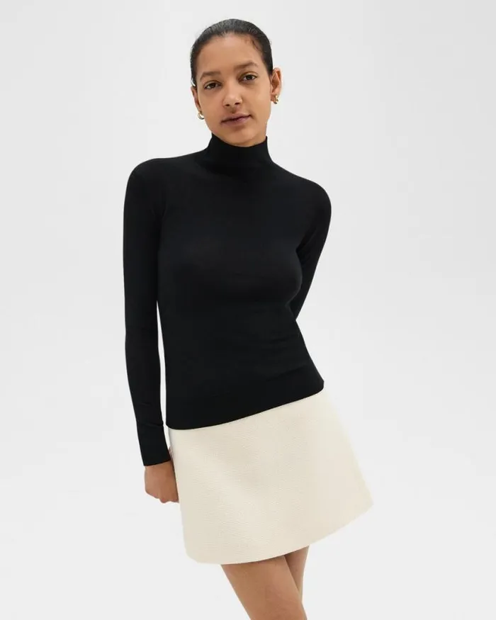 Sweaters Cardigans Women Theory Turtleneck Sweater In Regal Wool Black