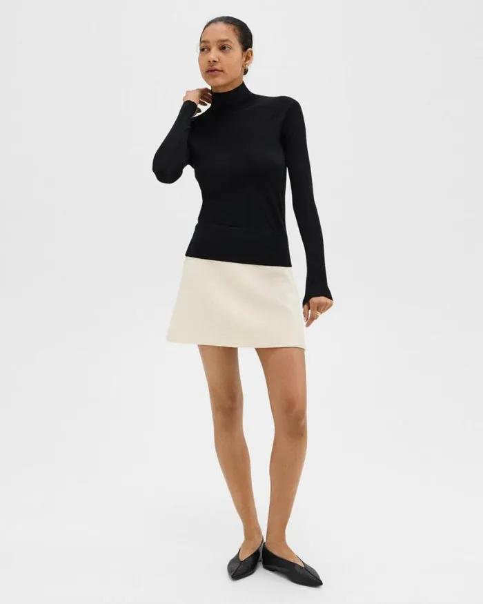 Sweaters Cardigans Women Theory Turtleneck Sweater In Regal Wool Black