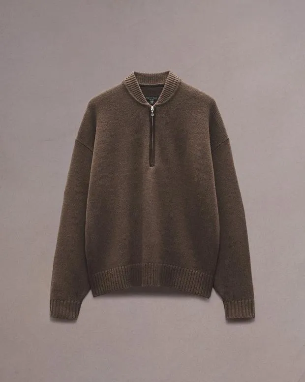 Sweaters Men Rag and Bone Clarkson HalfZip Sweater Slate Brown