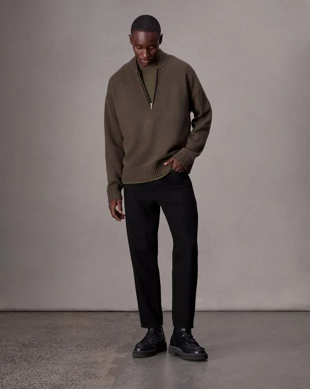 Sweaters Men Rag and Bone Clarkson HalfZip Sweater Slate Brown