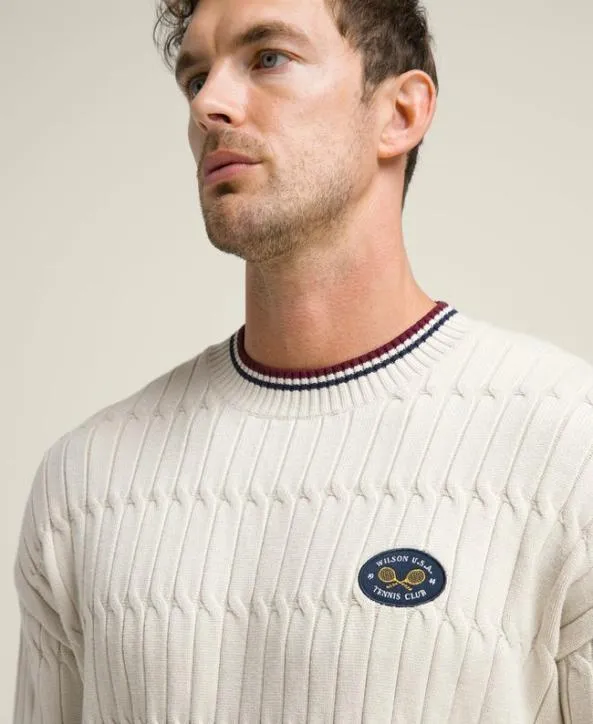Sweaters Men Wilson Tennis Club Cable Crew Stone Sweaters Men Wilson Tennis Club Cable Crew Stone
