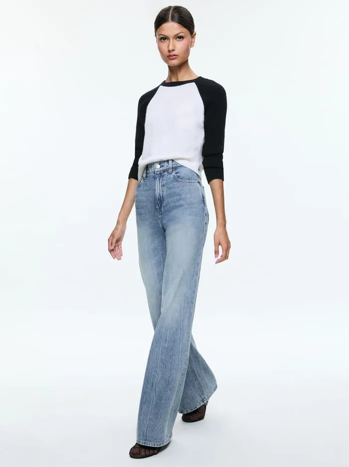 Sweaters Women Alice Olivia Amari Shrunken Raglan Ecrublack