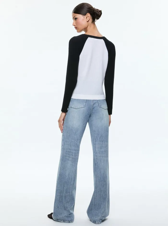Sweaters Women Alice Olivia Amari Shrunken Raglan Ecrublack