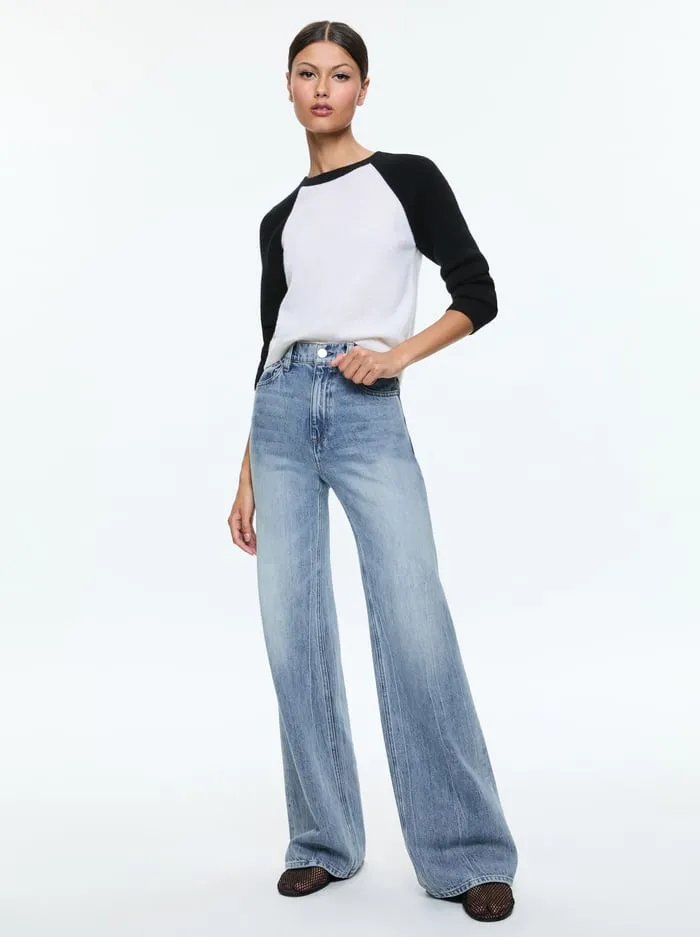 Sweaters Women Alice Olivia Amari Shrunken Raglan Ecrublack