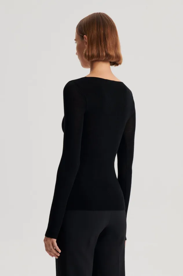 Sweaters Women Scanlan Theodore BABYWOOL SCOOP NECK Black All Sweaters Women Scanlan Theodore BABYWOOL SCOOP NECK Black All