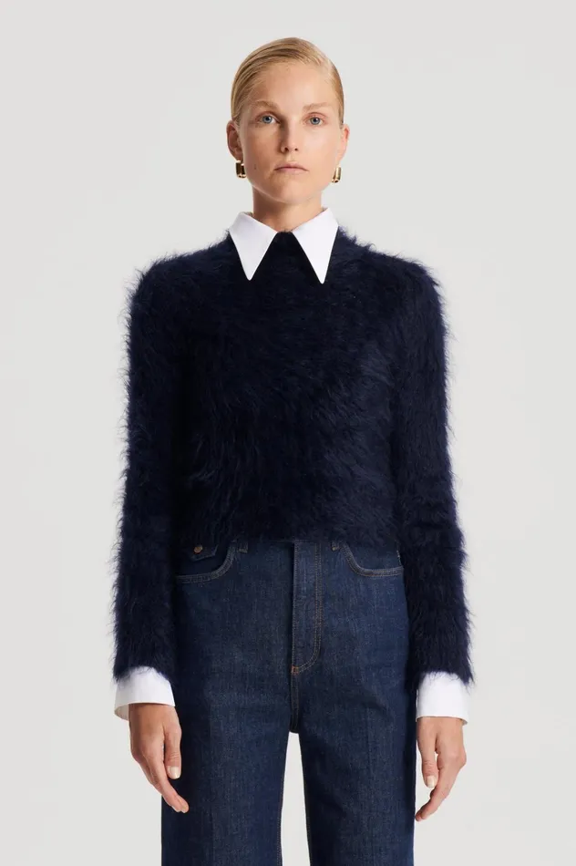 Sweaters Women Scanlan Theodore BRUSHED MOHAIR SLIM SWEATER Navy Sweaters Women Scanlan Theodore BRUSHED MOHAIR SLIM SWEATER Navy