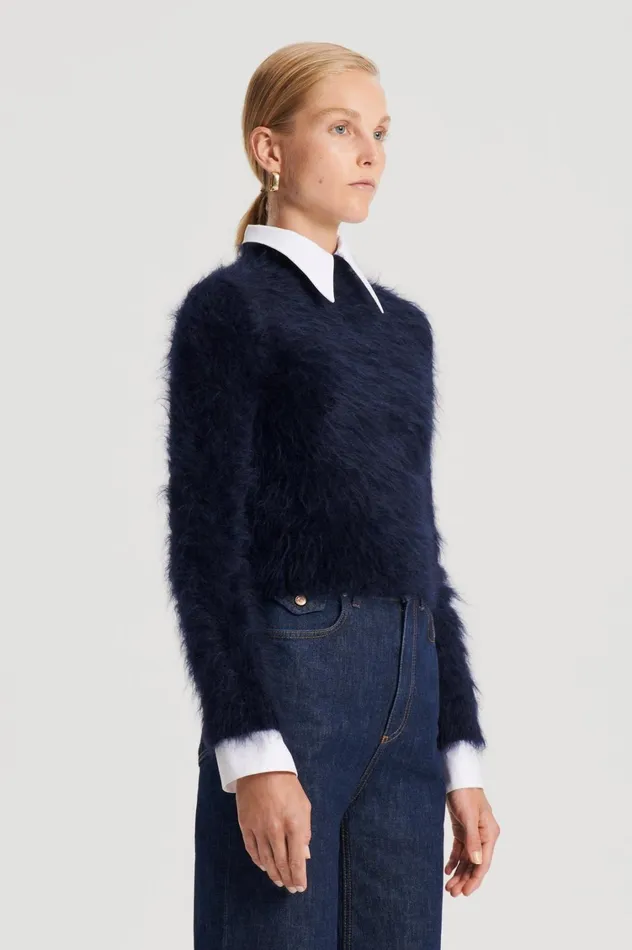 Sweaters Women Scanlan Theodore BRUSHED MOHAIR SLIM SWEATER Navy Sweaters Women Scanlan Theodore BRUSHED MOHAIR SLIM SWEATER Navy