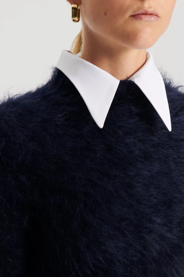 Sweaters Women Scanlan Theodore BRUSHED MOHAIR SLIM SWEATER Navy Sweaters Women Scanlan Theodore BRUSHED MOHAIR SLIM SWEATER Navy