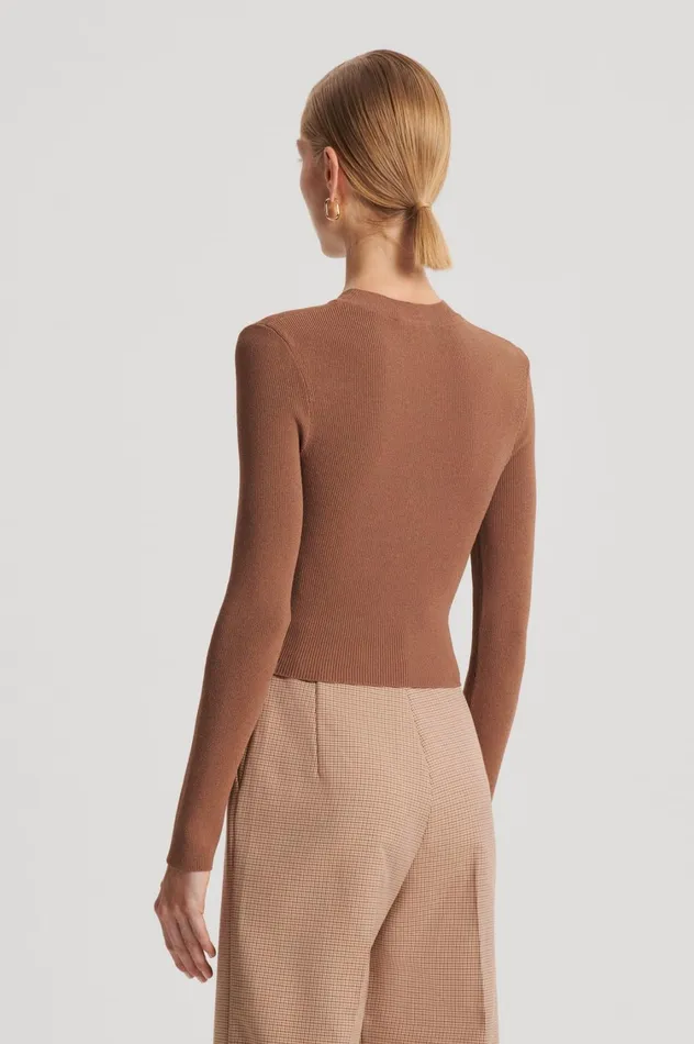 Sweaters Women Scanlan Theodore CREPE KNIT CREW NECK SWEATER Spice Sweaters Women Scanlan Theodore CREPE KNIT CREW NECK SWEATER Spice