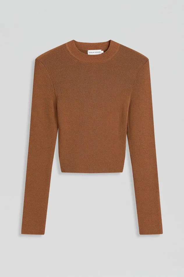 Sweaters Women Scanlan Theodore CREPE KNIT CREW NECK SWEATER Spice Sweaters Women Scanlan Theodore CREPE KNIT CREW NECK SWEATER Spice