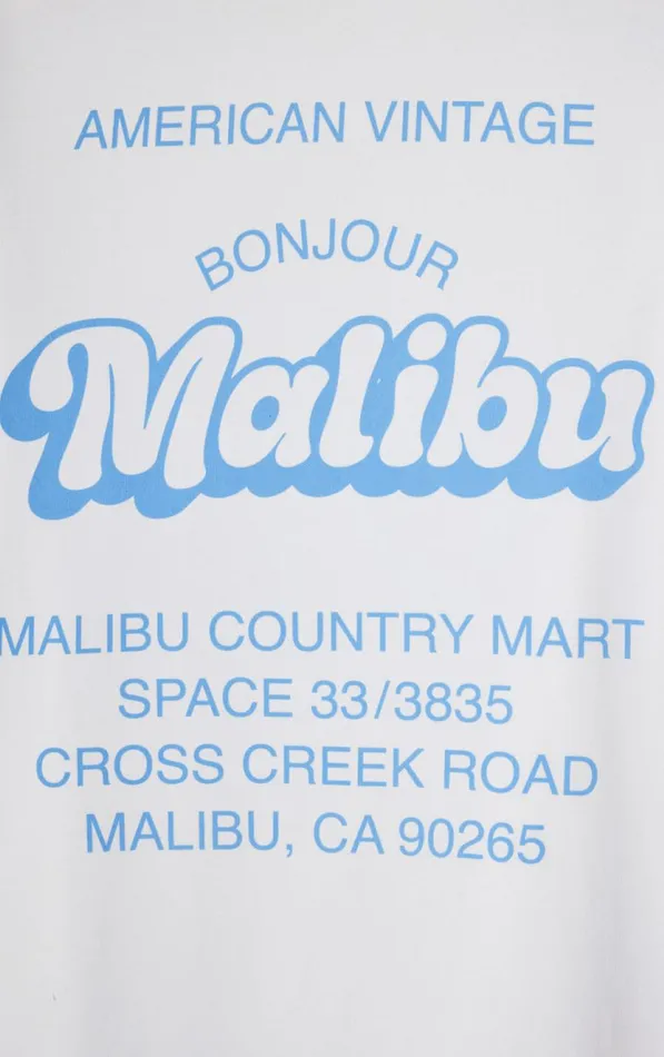 TShirt Fizvalley 034Bonjour Malibu034 White WomenMen American Vintage Short Sleeve TShirts TShirt Fizvalley 034Bonjour Malibu034 White WomenMen American Vintage Short Sleeve TShirts